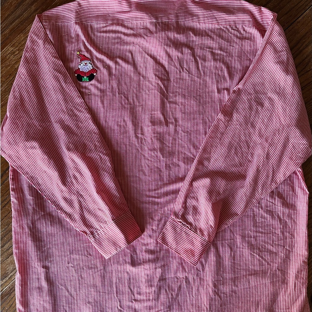 Mili Designs Red Christmas Gingham Santa Embellished Button Up Shirt Sz 1X - Picture 11 of 11